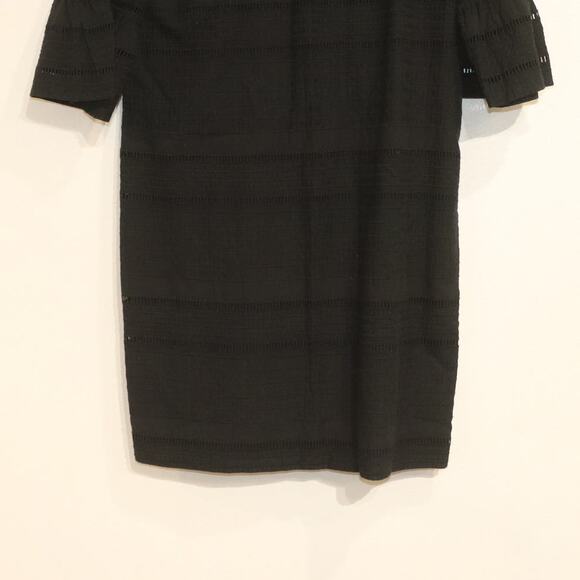 J. Crew Black Flutter Sleeve Eyelet Midi Shift Dress Sz 10 - Picture 4 of 11